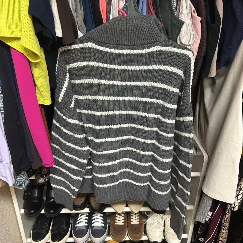 Faherty mariner striped quarter zip sweater